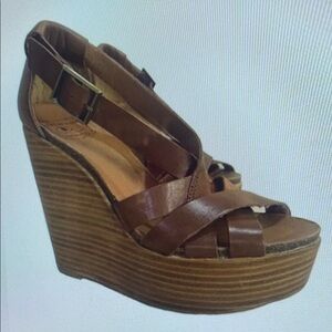 Brown Platform Wedge Sandals
